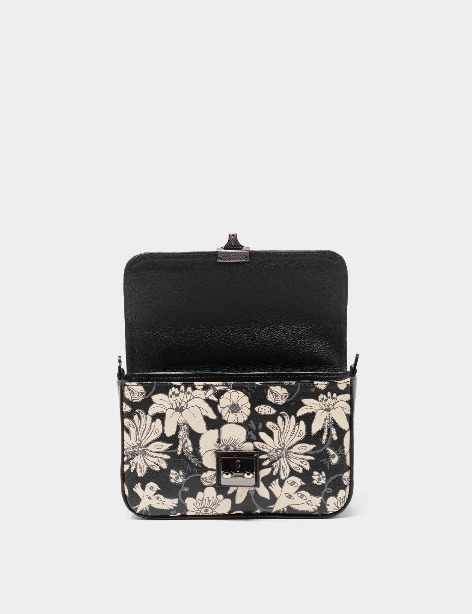 Amantis Black Leather Crossbody Mini Handbag - Tiger and Snake Design