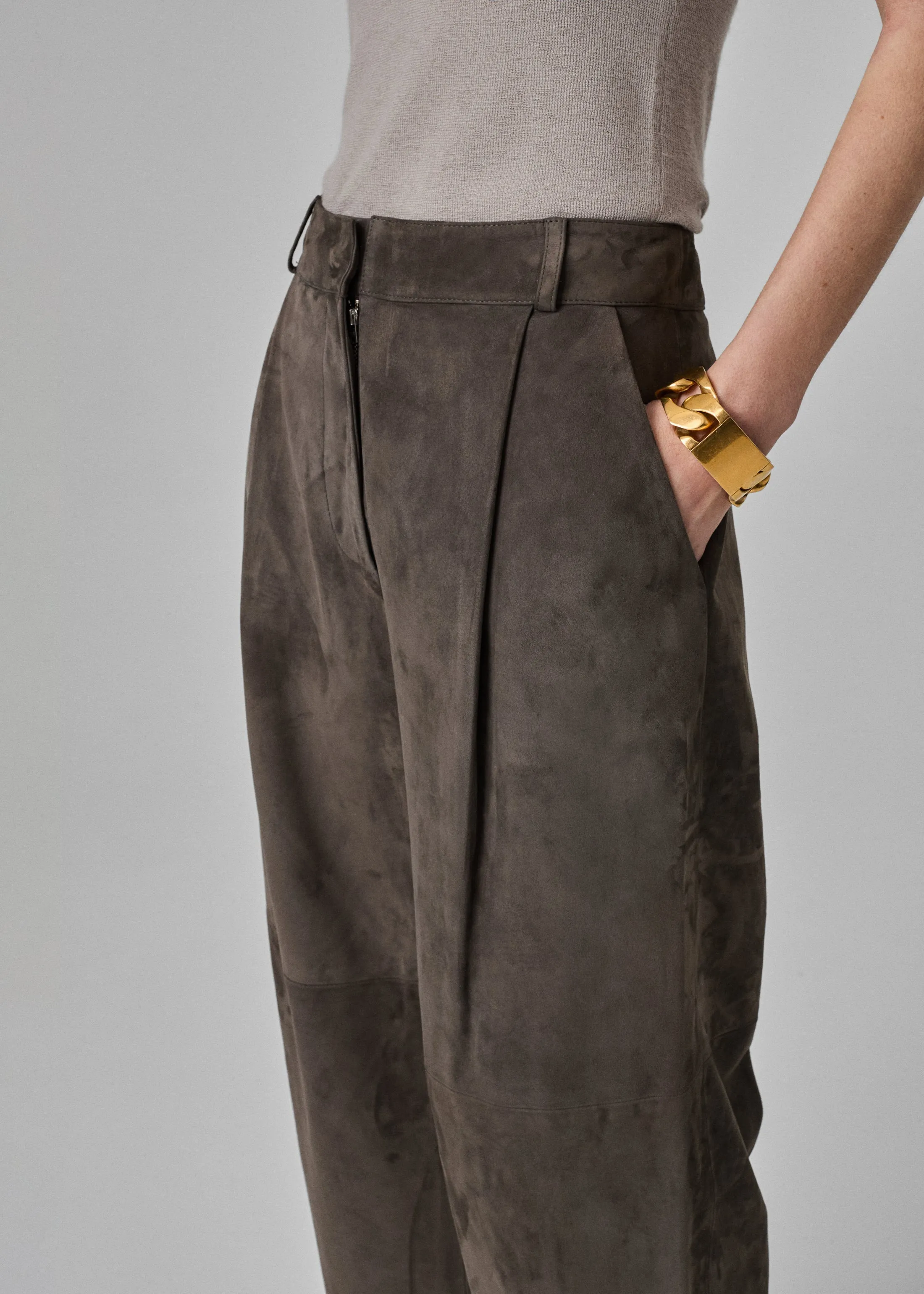 Balloon Pant in Suede - Charcoal