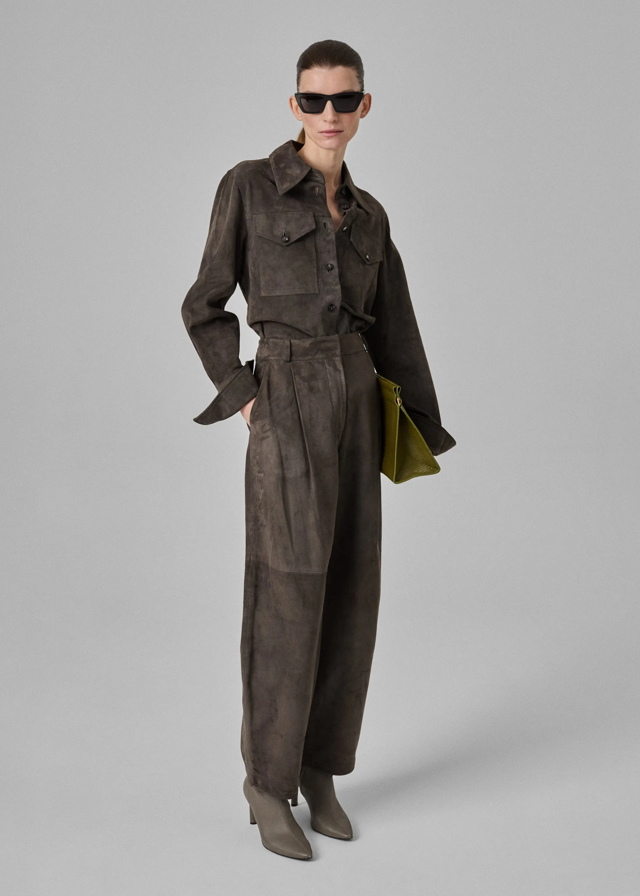 Balloon Pant in Suede - Charcoal