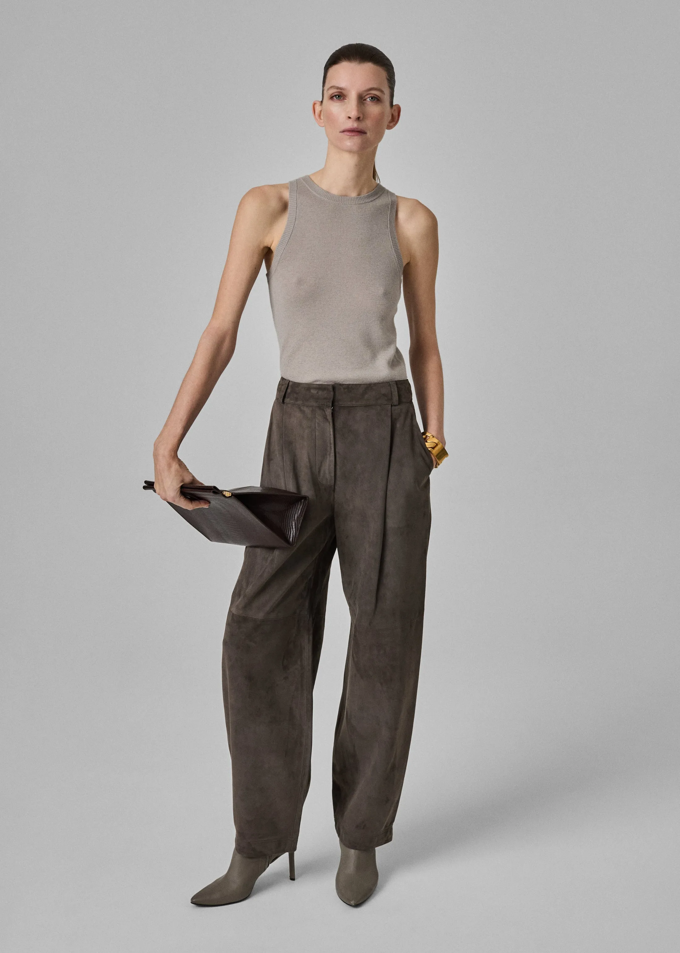 Balloon Pant in Suede - Charcoal