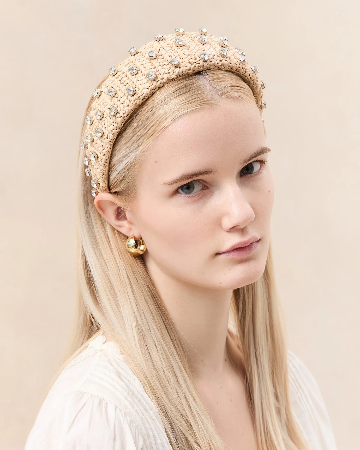 Bellamy Natural/Crystal Puffy Headband