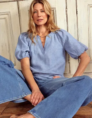 Brooke Linen Top-Chambray