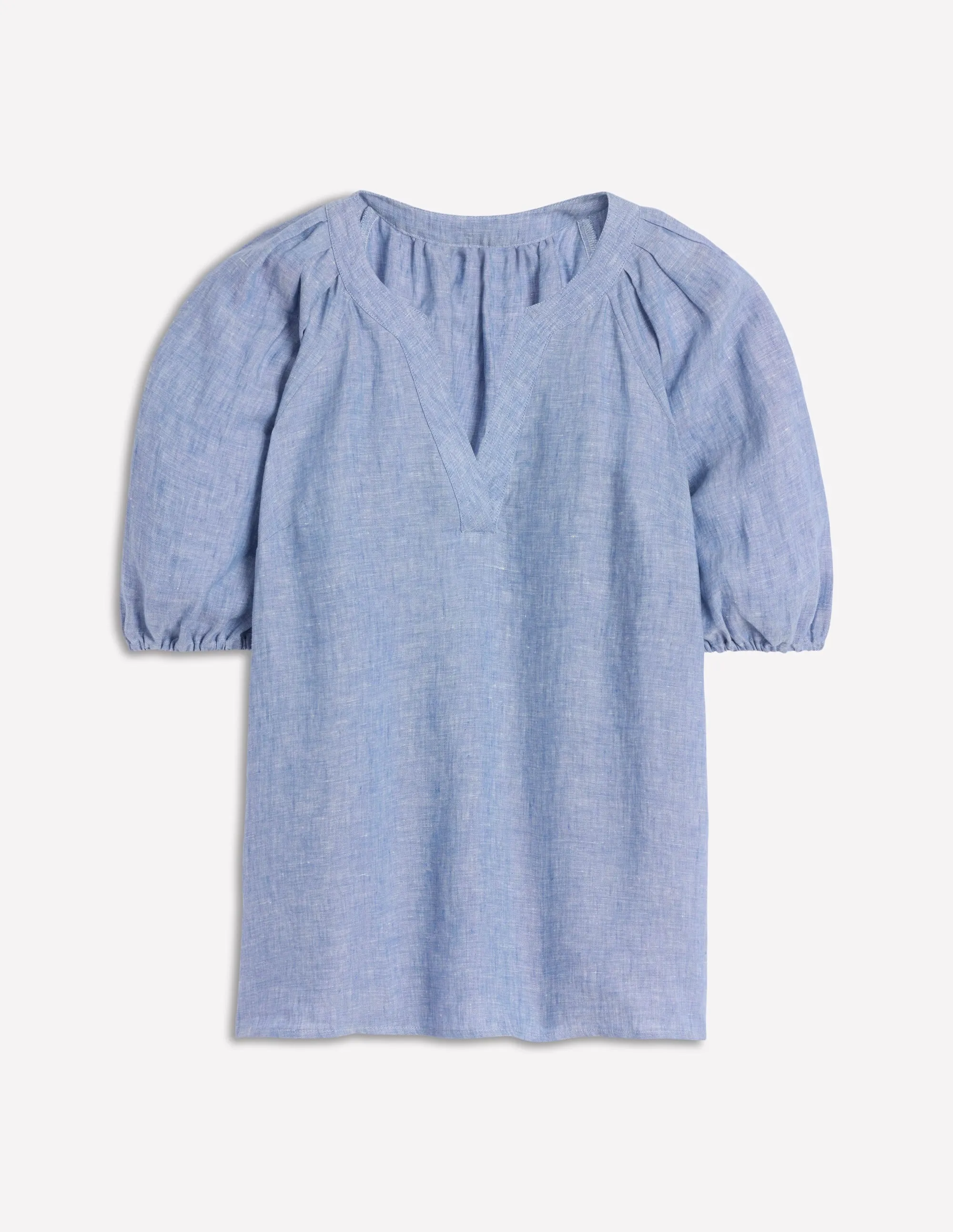 Brooke Linen Top-Chambray