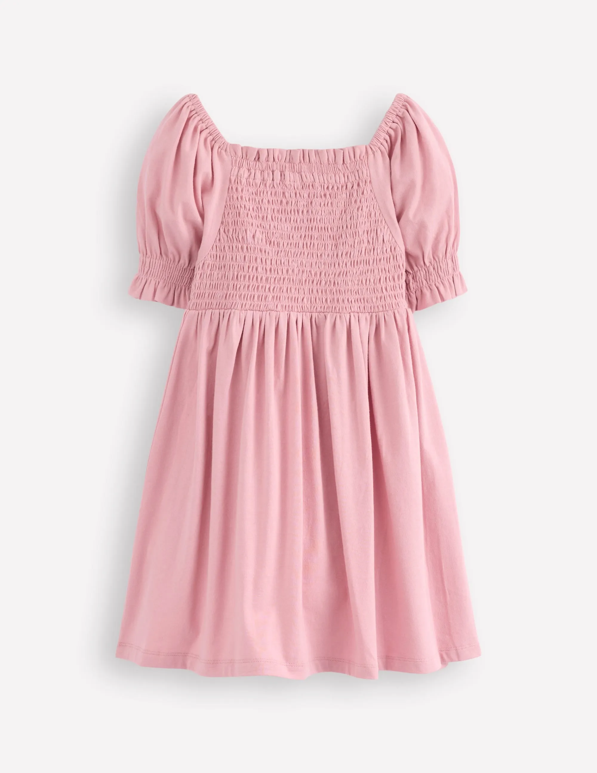 Clare Shirred Appliqué Dress-Vintage Pink May Day Animals