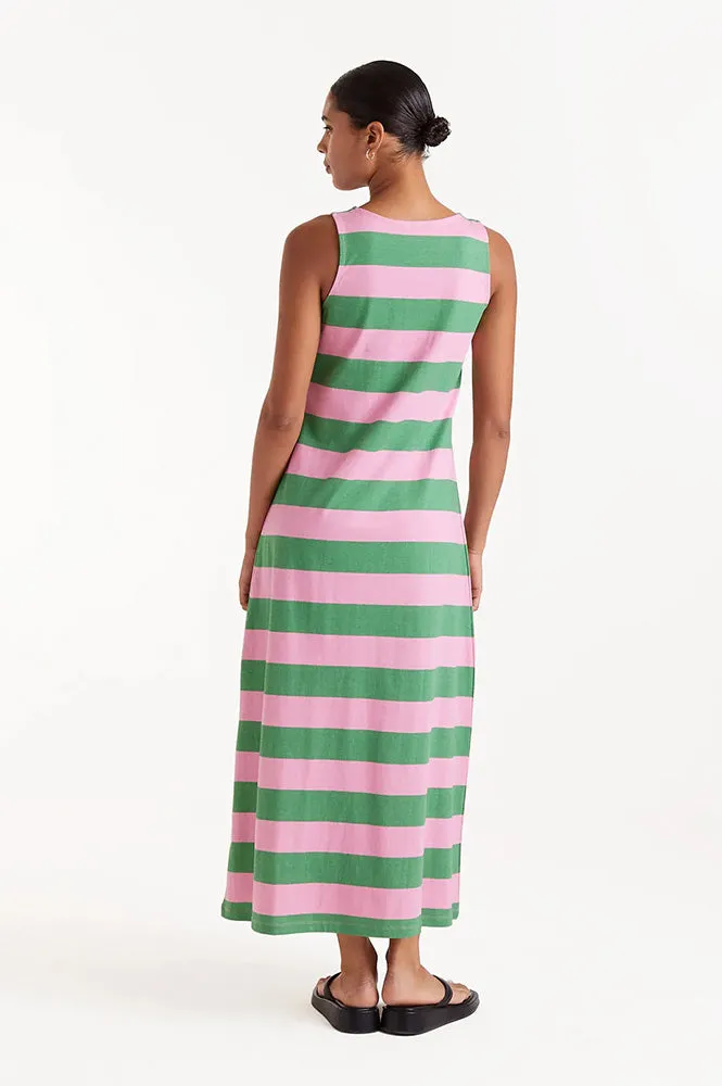 Compania Fantastica Long Pink and Green Striped Dress