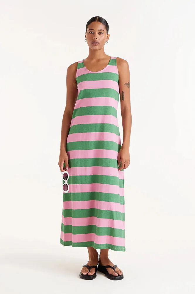 Compania Fantastica Long Pink and Green Striped Dress