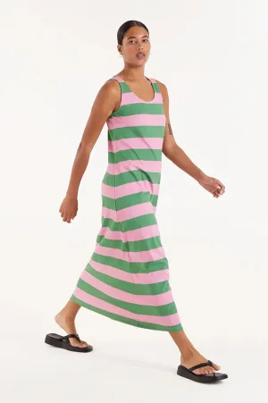 Compania Fantastica Long Pink and Green Striped Dress