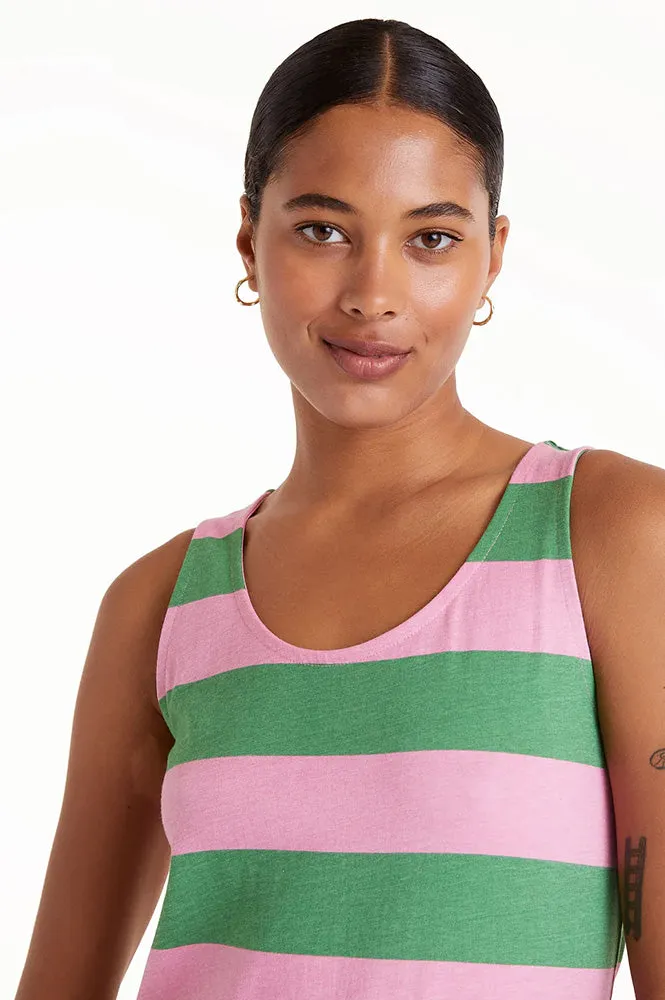 Compania Fantastica Long Pink and Green Striped Dress