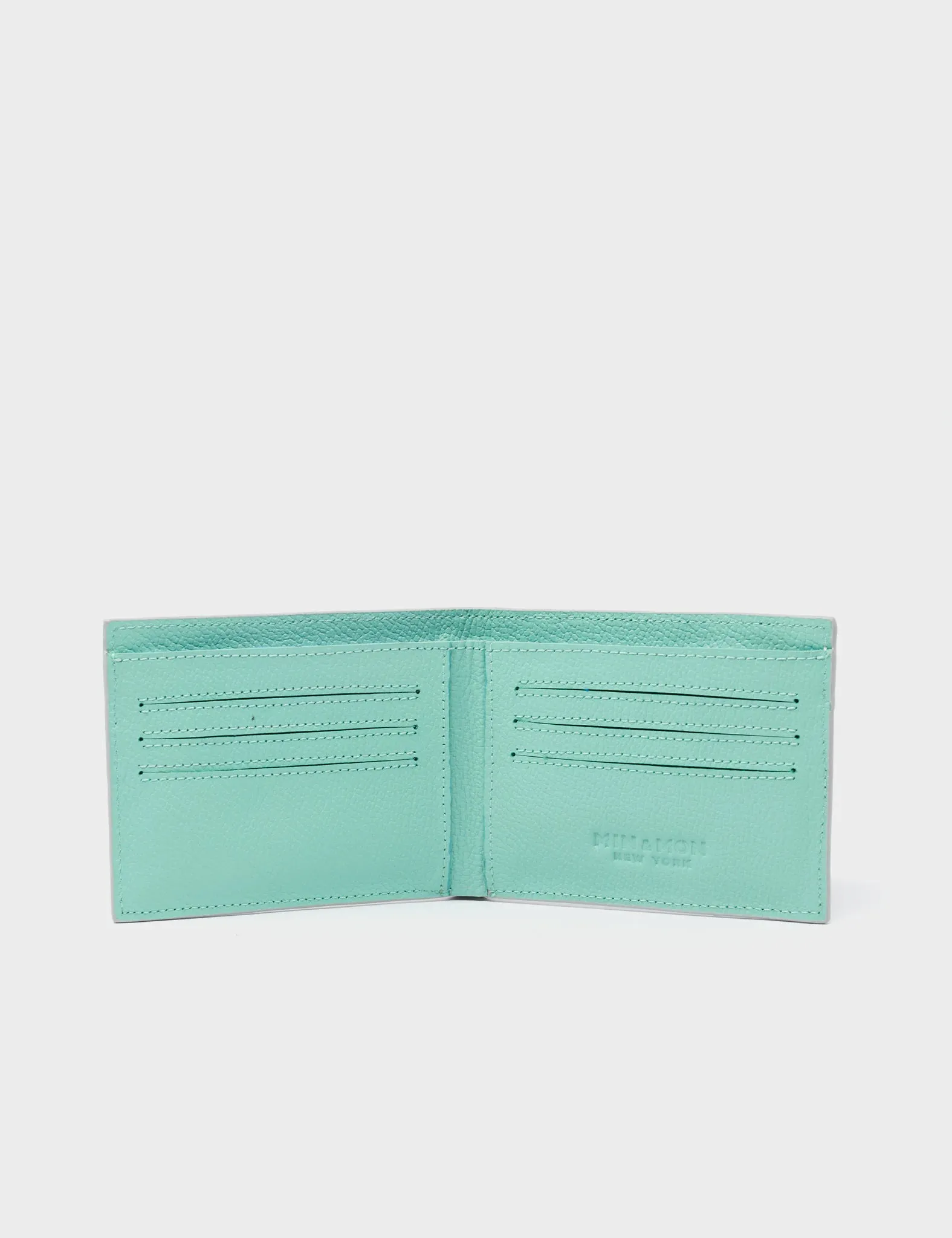 Felicia Moonwalk Gray Leather Bifold Wallet  - Pigeonista Embroidery
