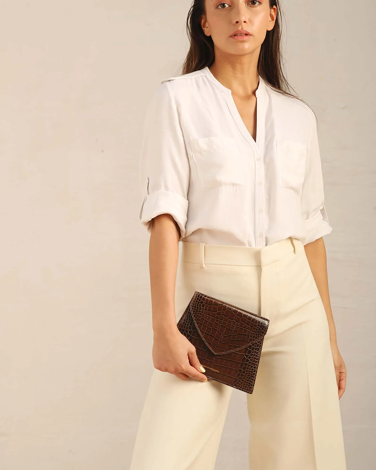 GABRIELLE POUCH - BROWN EMBOSSED