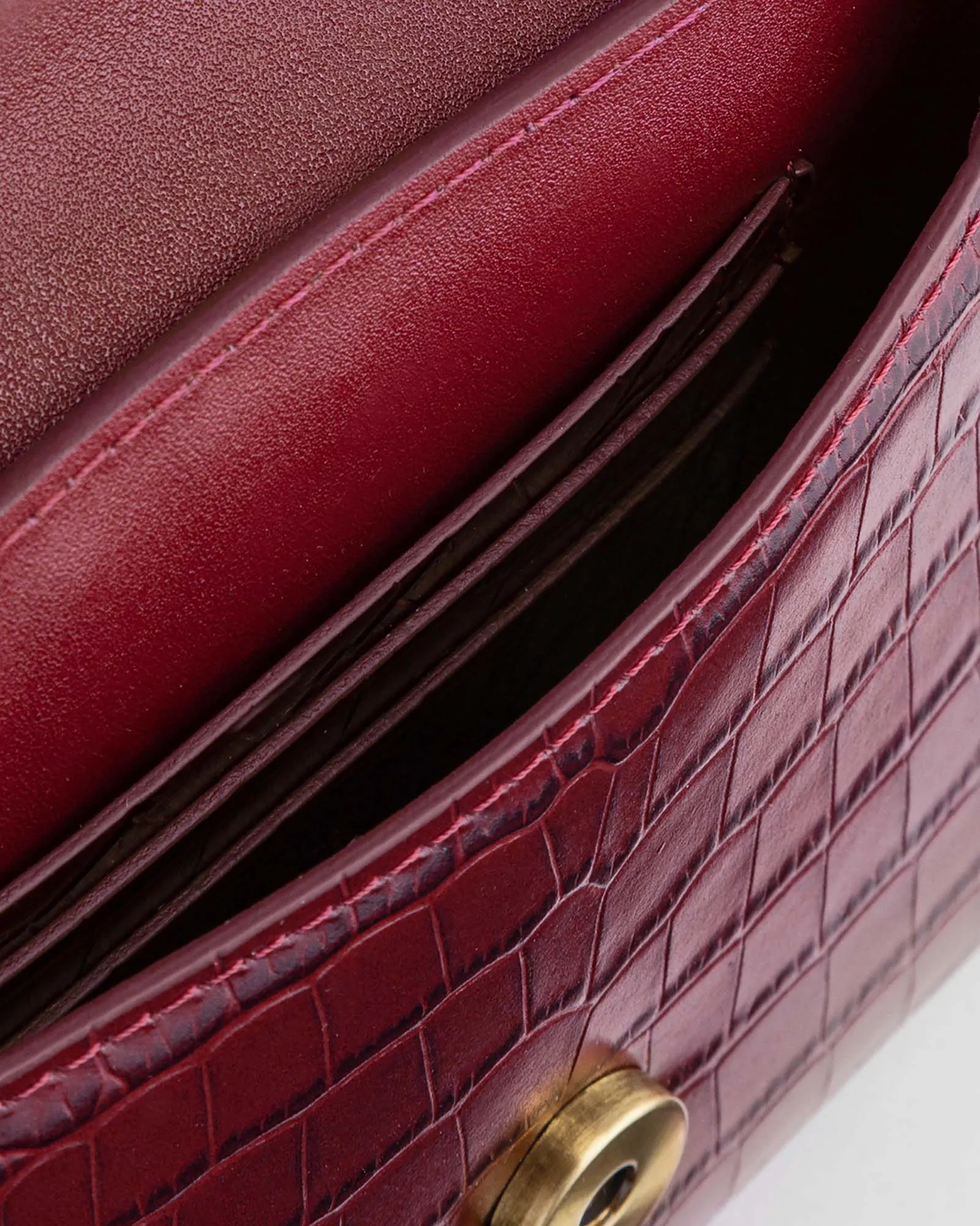 GABRIELLE POUCH - Burgundy lizard