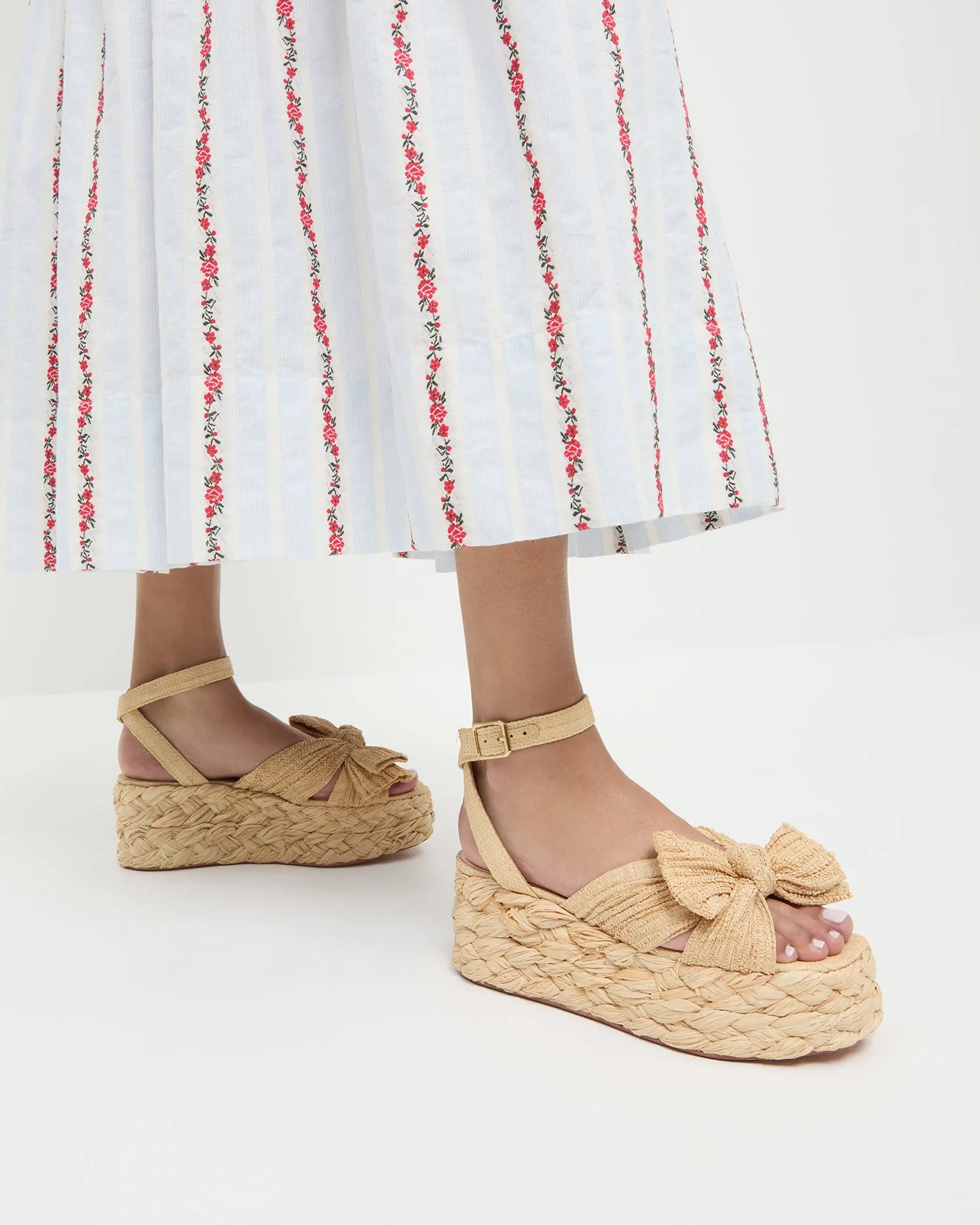 Gaby Natural Pleated Bow Espadrille
