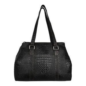 Jack Georges Hornback Croco Satchel Leather Handbag
