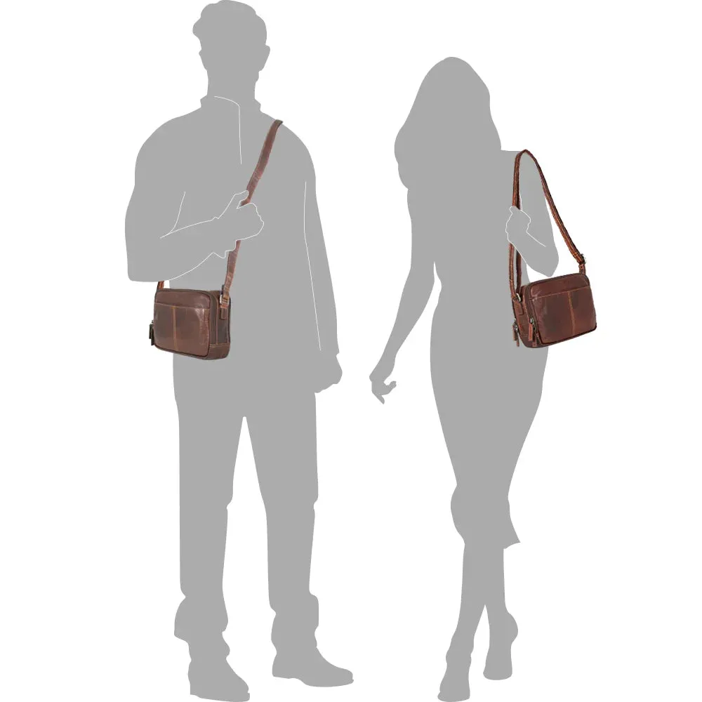 Jack Georges Voyager Double Zippered Crossbody Bag