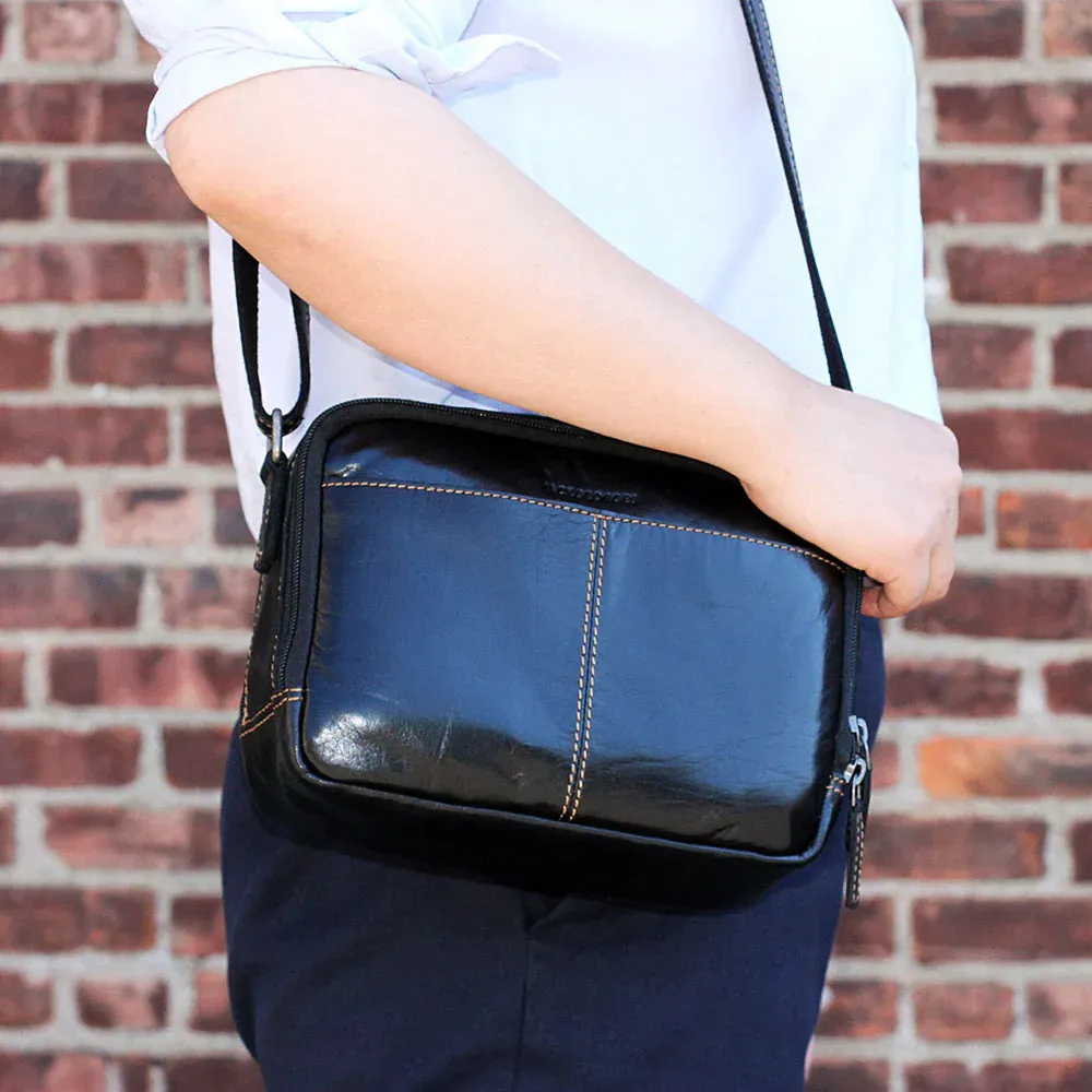 Jack Georges Voyager Double Zippered Crossbody Bag
