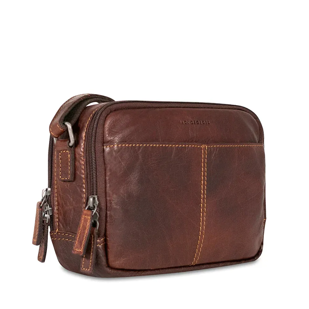 Jack Georges Voyager Double Zippered Crossbody Bag