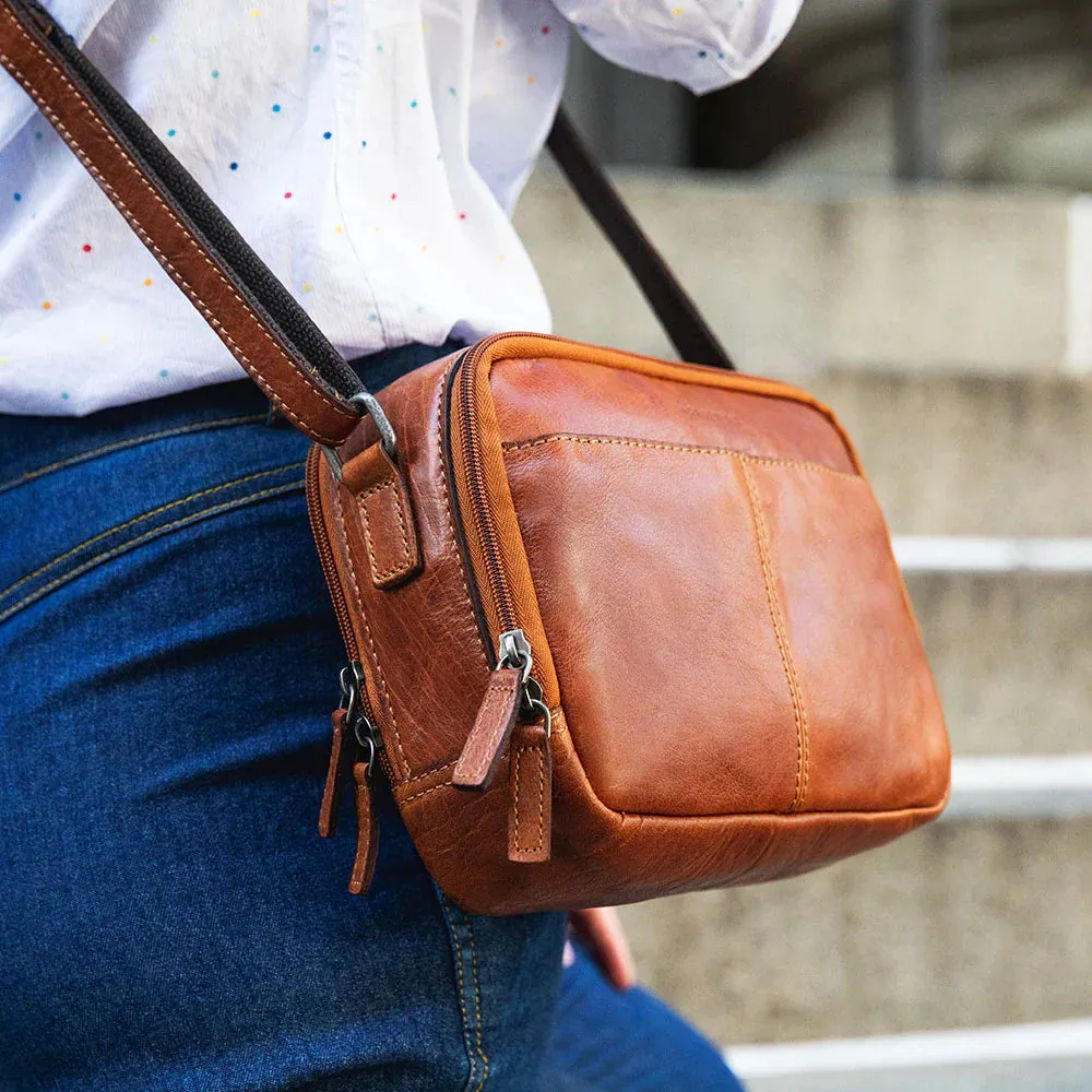 Jack Georges Voyager Double Zippered Crossbody Bag