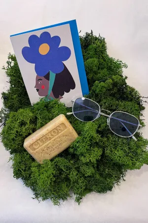Kitty Kenda Blue Flower Woman Card