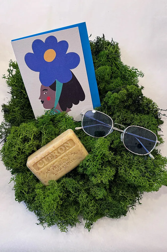 Kitty Kenda Blue Flower Woman Card