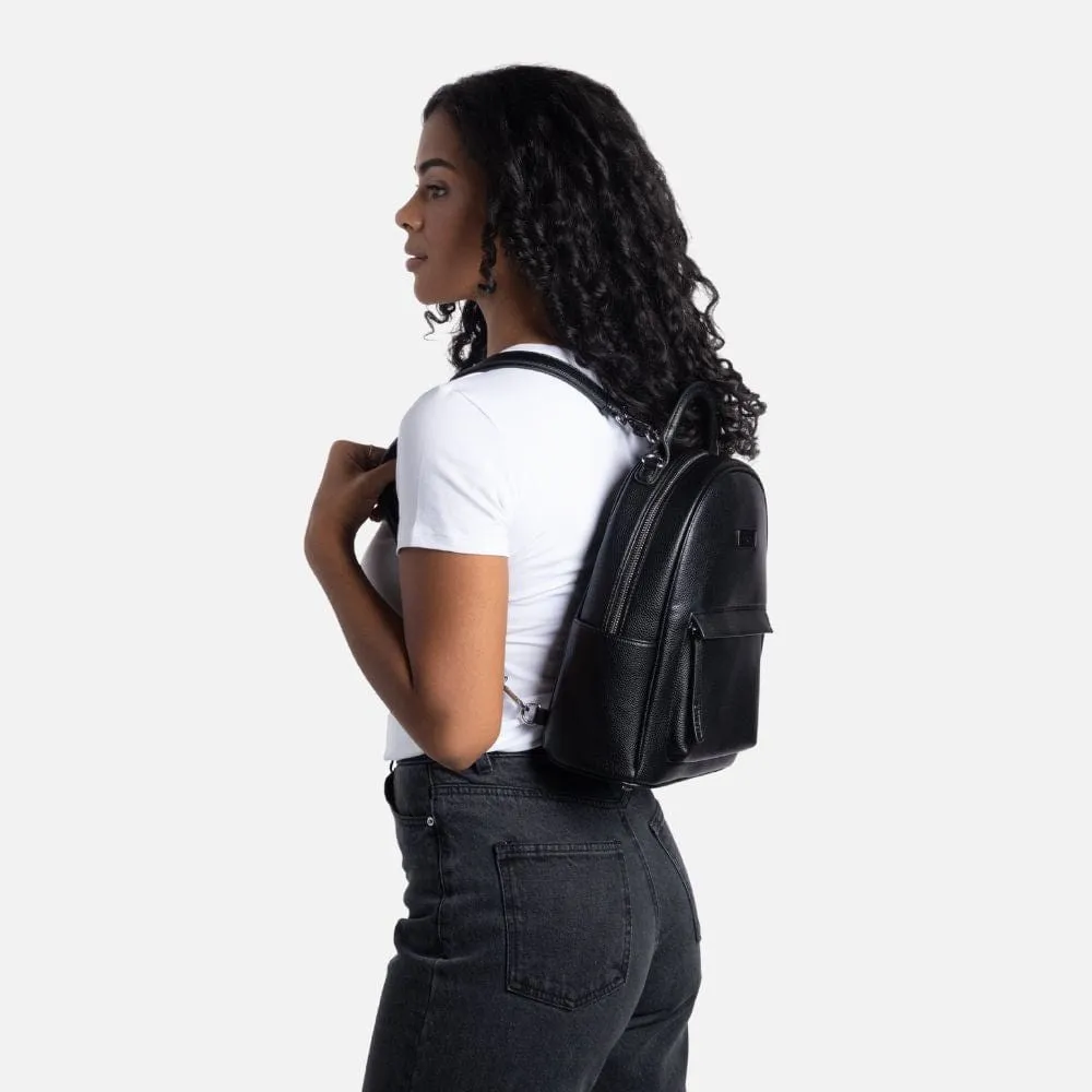 Le Maude - Sac à dos 3-en-1 en cuir vegan noir