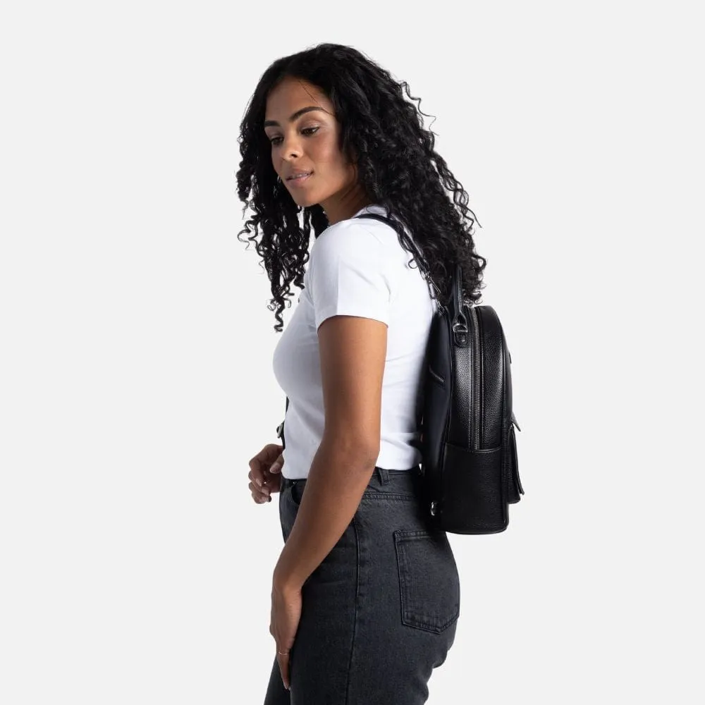 Le Maude - Sac à dos 3-en-1 en cuir vegan noir
