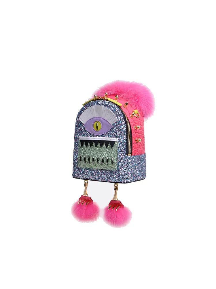 Little Mons Jacquard with Leather Backpack Medium