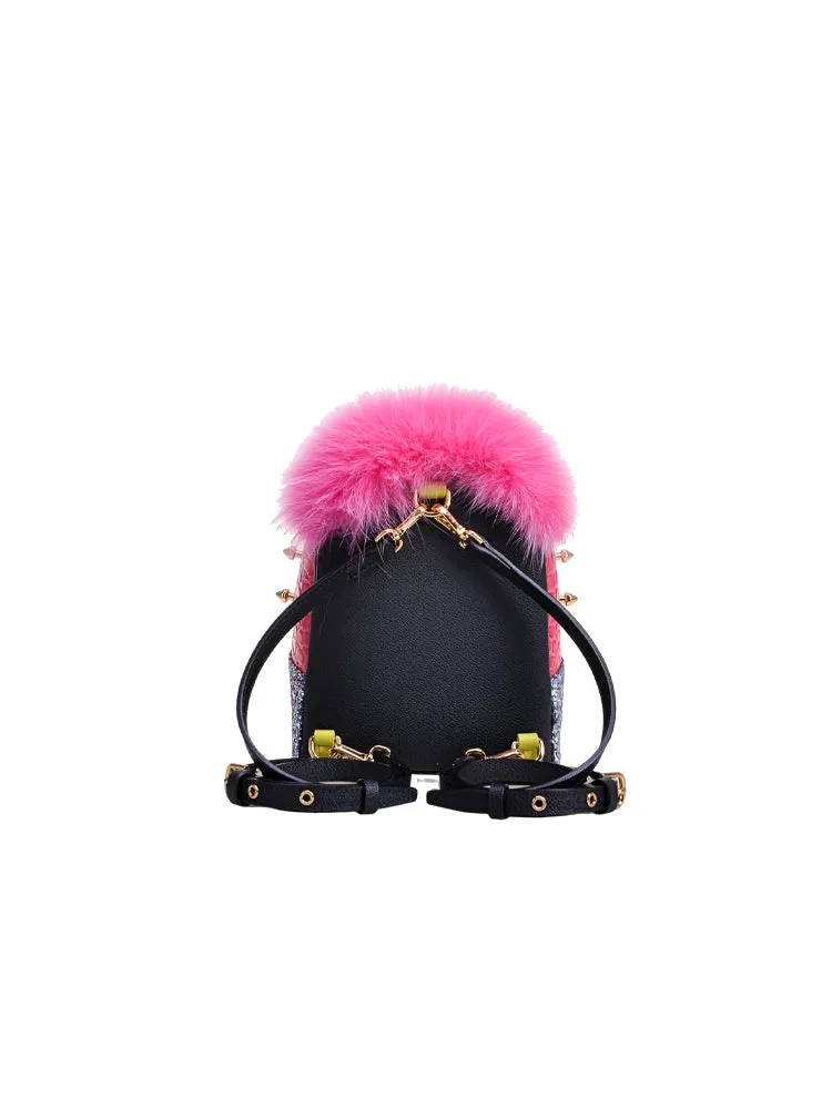 Little Mons Jacquard with Leather Backpack Medium