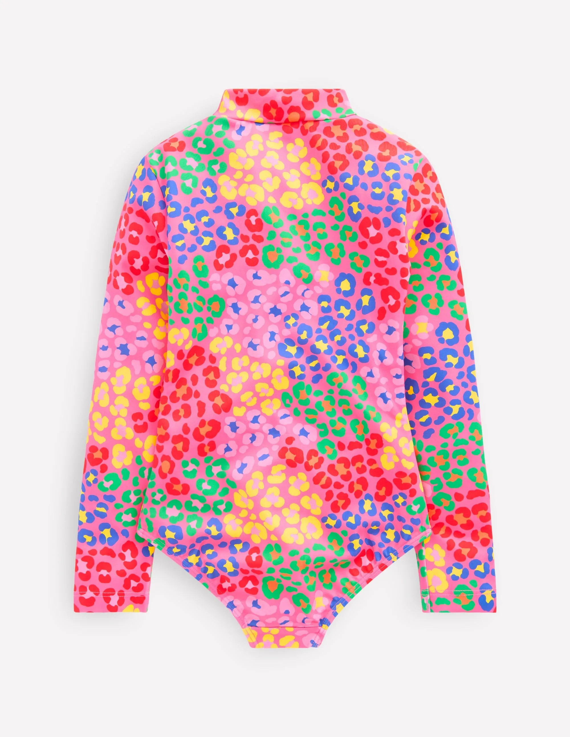 Long-Sleeved Swimsuit-Pink Rainbow Leopard