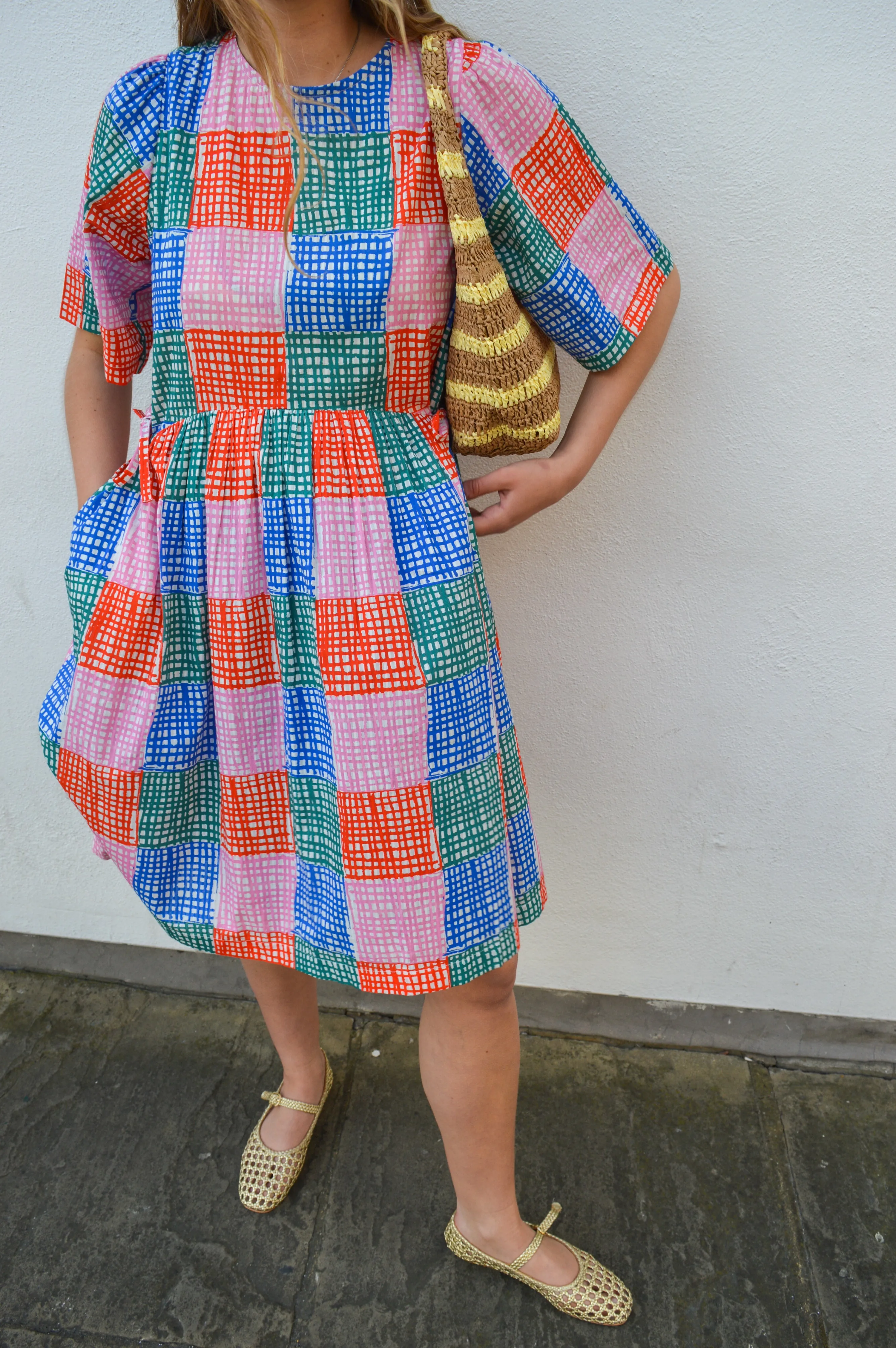 Lowie Grid Check Dress