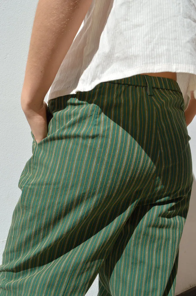Nice Things Two Toned Smoke Green Striped Trousers
