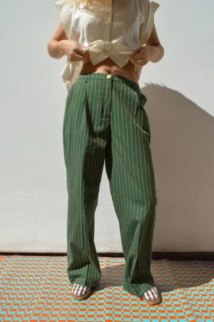 Nice Things Two Toned Smoke Green Striped Trousers