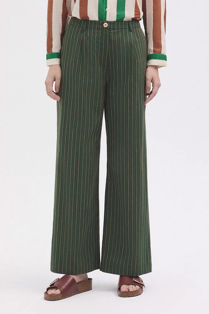 Nice Things Two Toned Smoke Green Striped Trousers