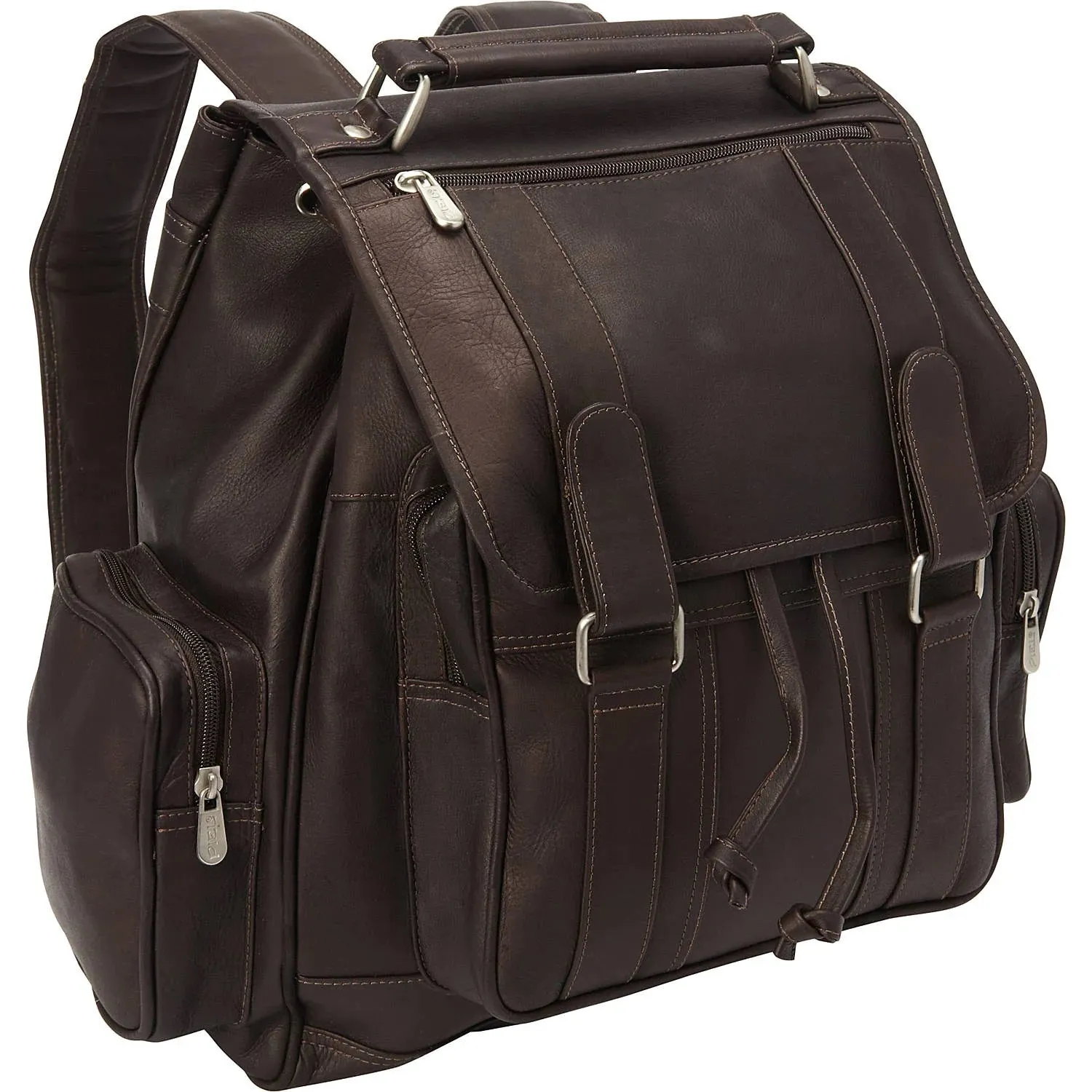 Piel Leather Double Loop Flap Over Laptop Backpack