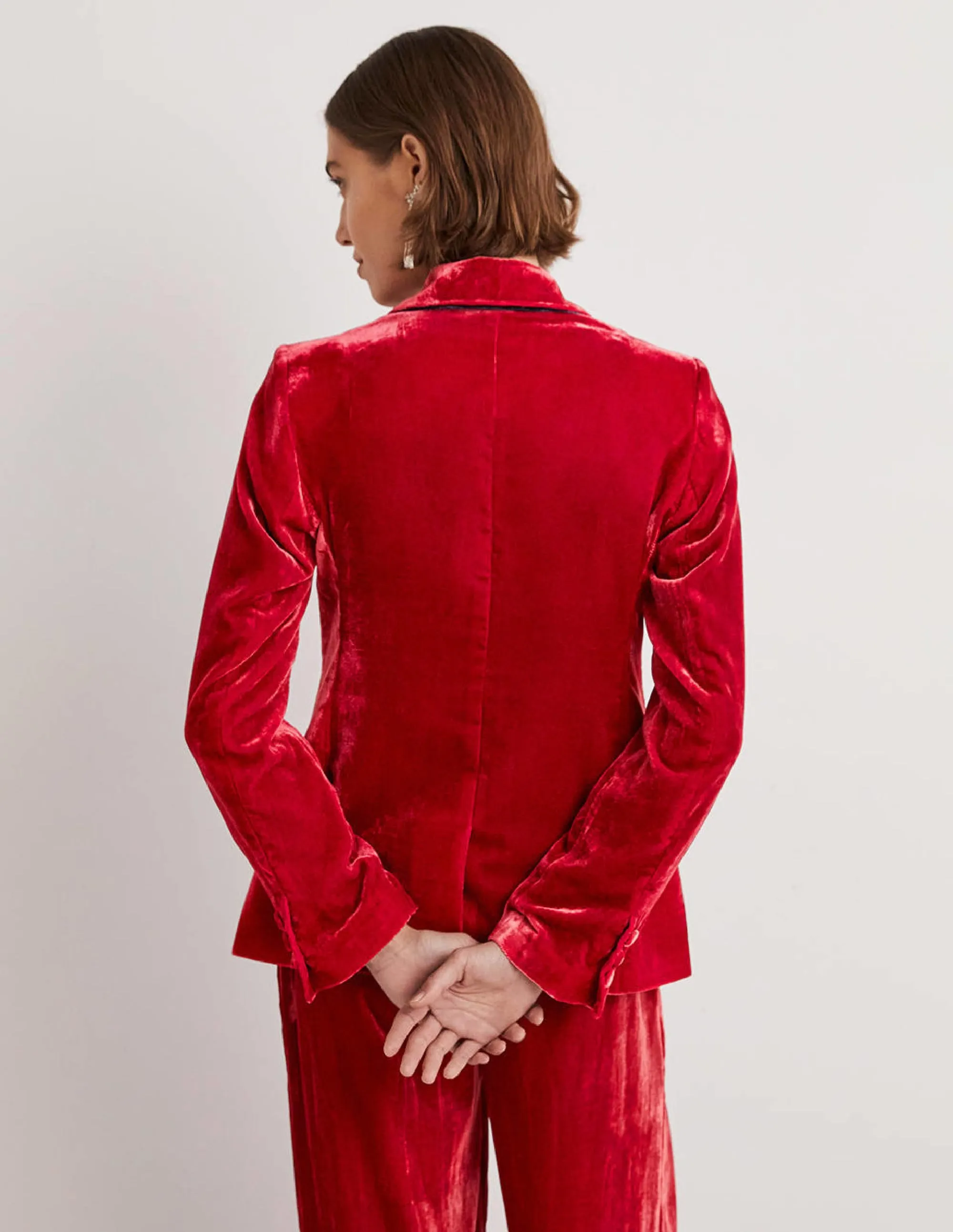 Relaxed Velvet Blazer-Red Velvet
