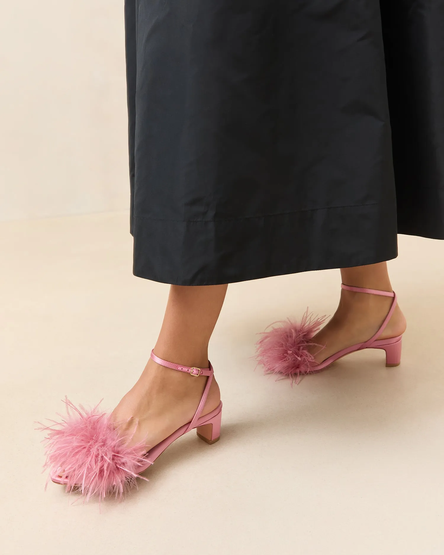 Senna Rose Satin/Feather Sandal
