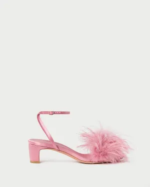 Senna Rose Satin/Feather Sandal