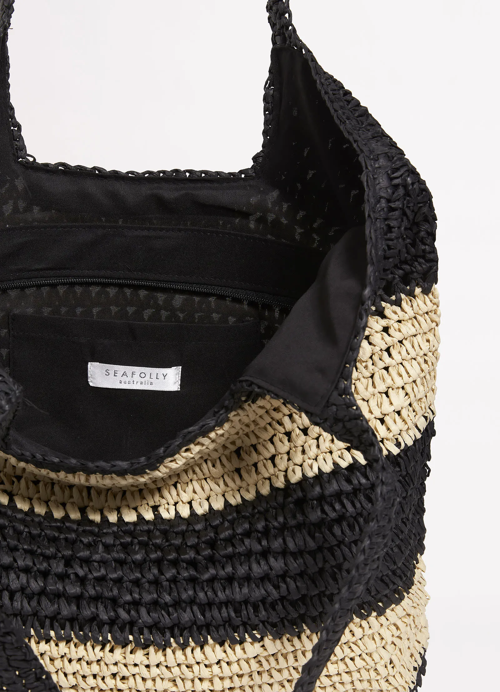 Splice Woven Tote - Black/Natural
