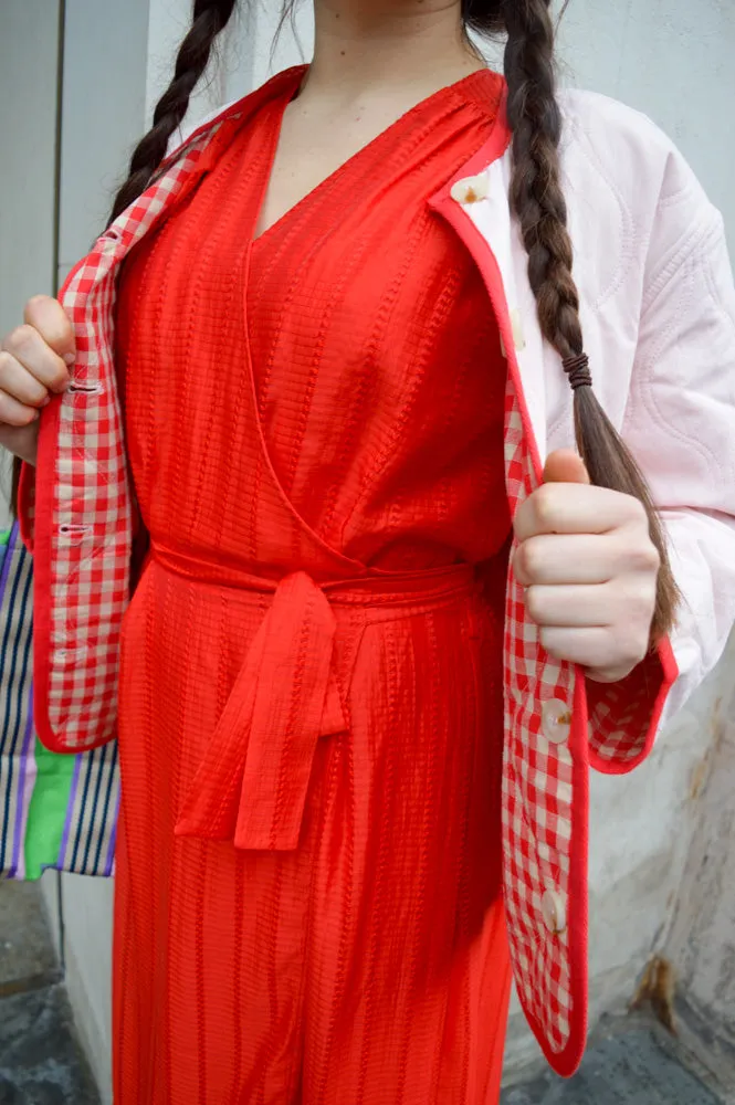 Stella Nova Pointelle Flame Red Wrap Dress