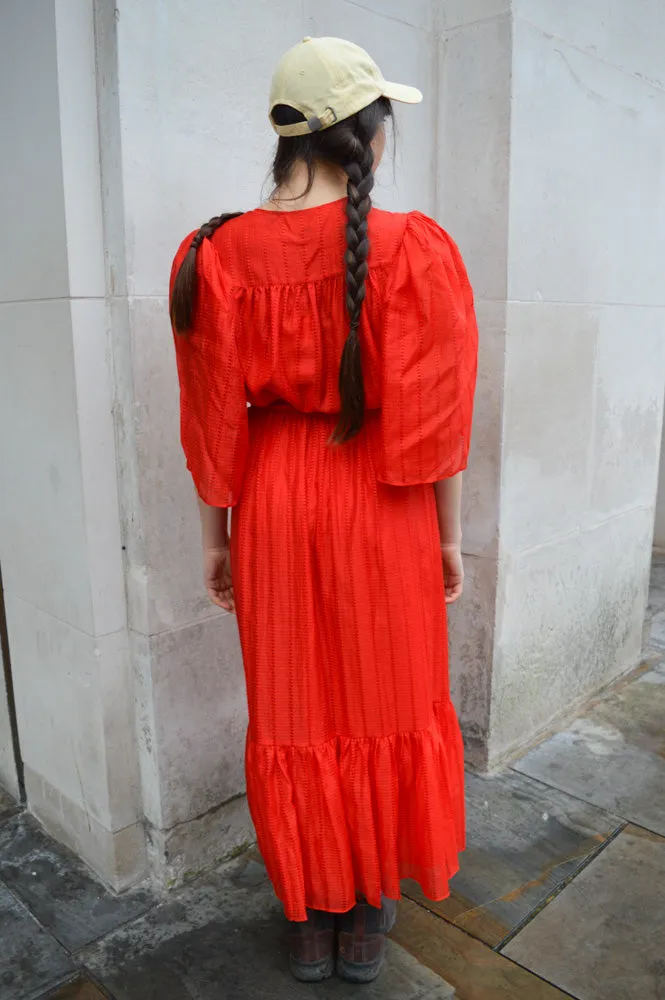 Stella Nova Pointelle Flame Red Wrap Dress