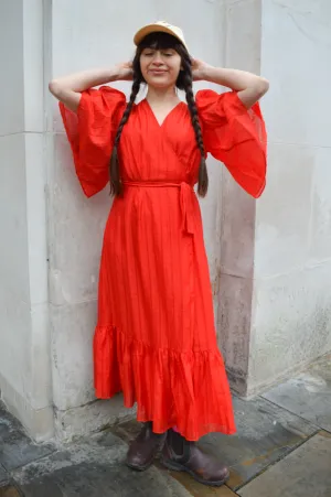 Stella Nova Pointelle Flame Red Wrap Dress