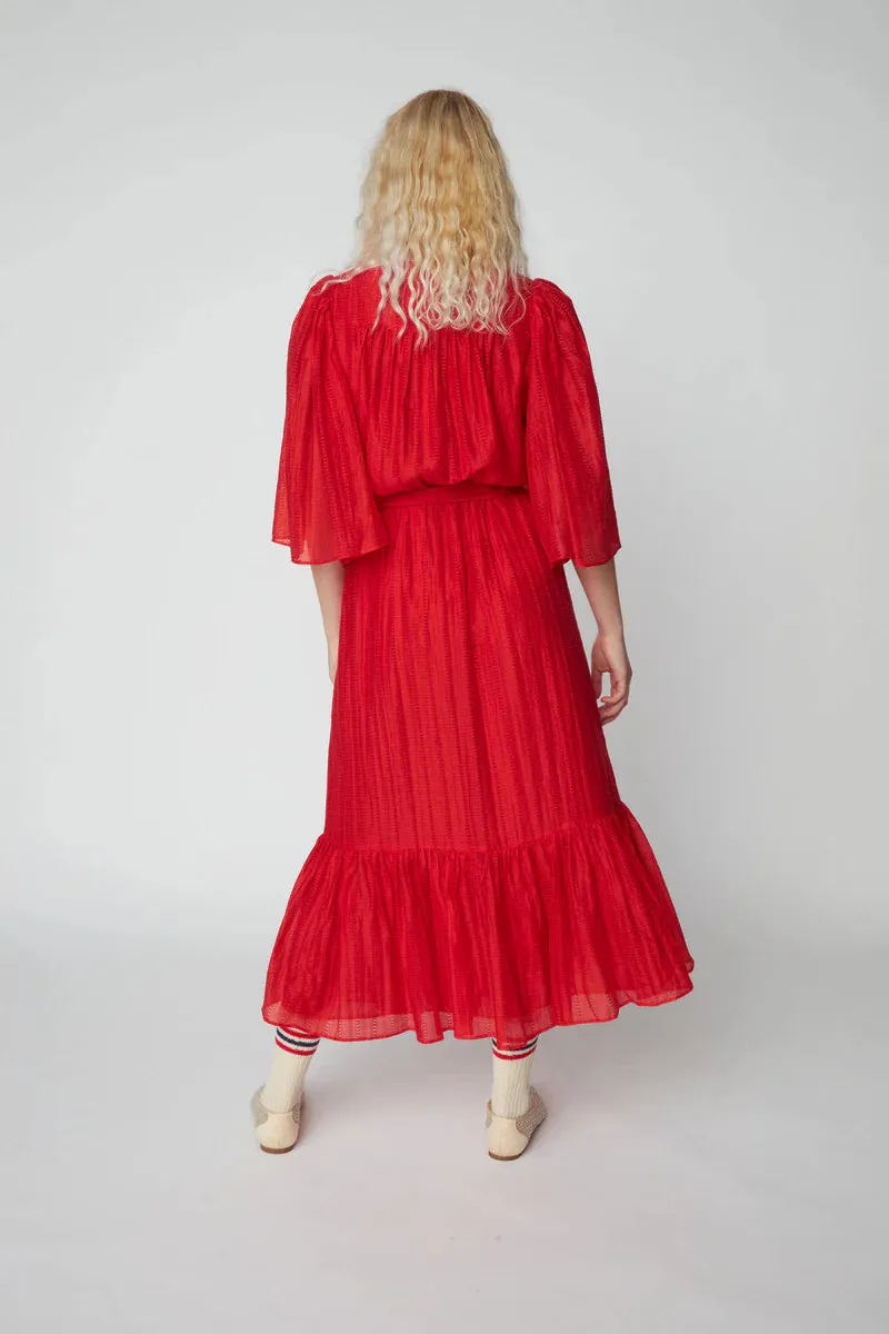 Stella Nova Pointelle Flame Red Wrap Dress