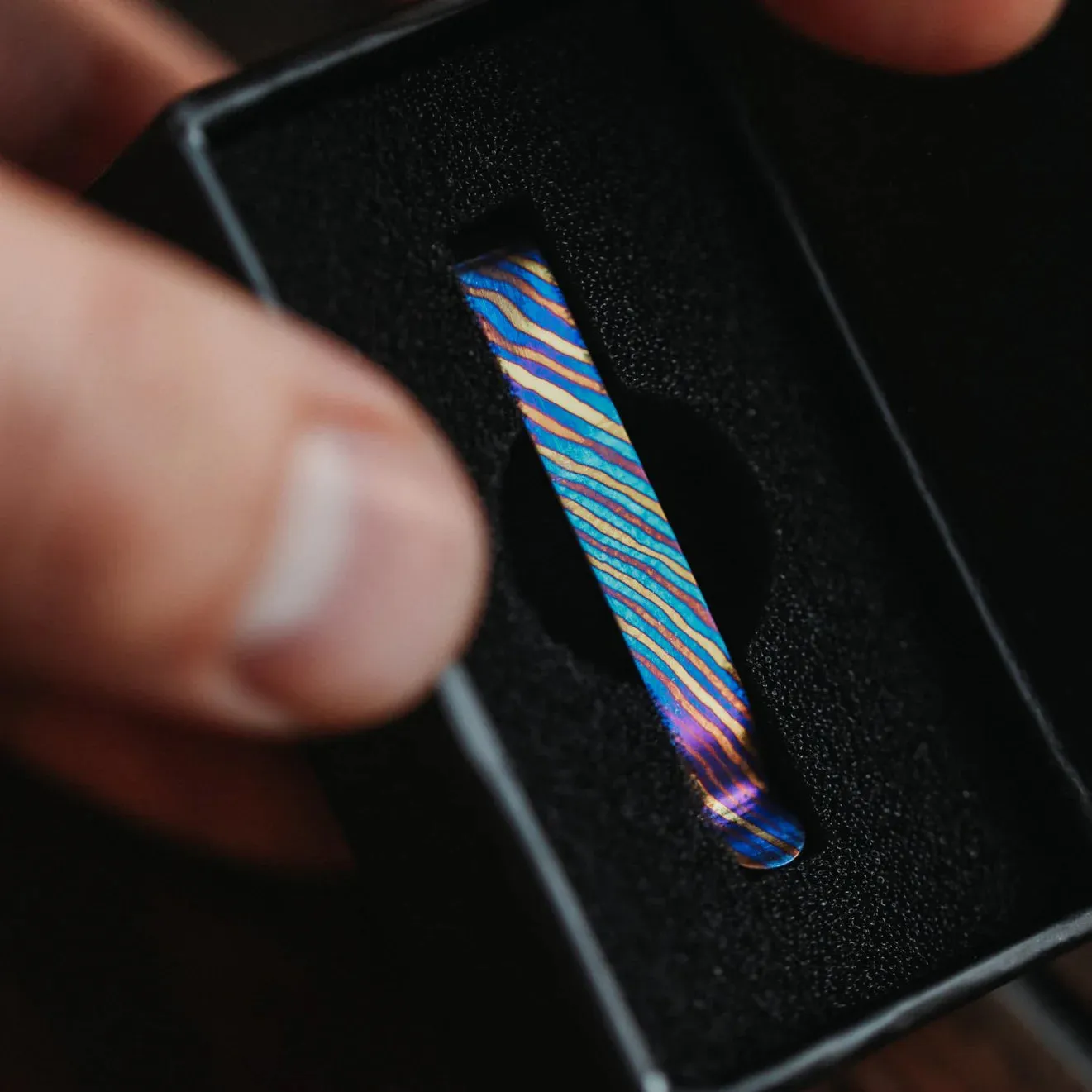 Titanium Damascus Pen Clip